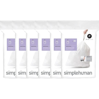 Simplehuman Sáčky 50-60 L typ P zatahovací 6 x 20ks 120 sáčků 35 µm CW0263-2
