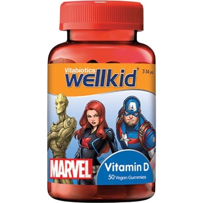 Vitabiotics Wellkid Marvel Vitamin D Gummies [50 желирани бонбони] Ягода