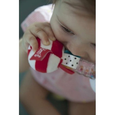 Hencz Toys Edukační chrastítko pejsek Momsík bílo/červený