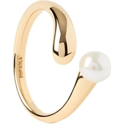 PDPaola Pozlacený otevřený prsten se sladkovodní perlou La Perla AN01 E08