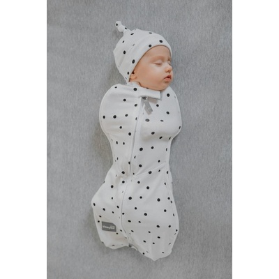 Sleepee Zavinovačka First Step Swaddle s čepičkou Tečky černé – Zboží Dáma