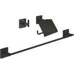 GROHE QuickFix Start Cube - Комплект аксесоари за баня 3 в 1, матово черно 411242430 (411242430)