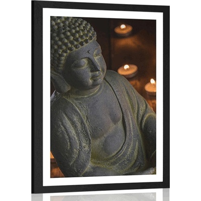 Plakát s paspartou Buddha plný harmonie - 30x45 white
