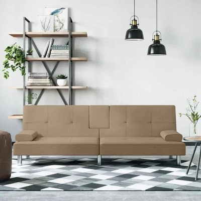 vidaXL Rozkládací pohovka s držáky na nápoje cappuccino umělá kůže 11461.351929