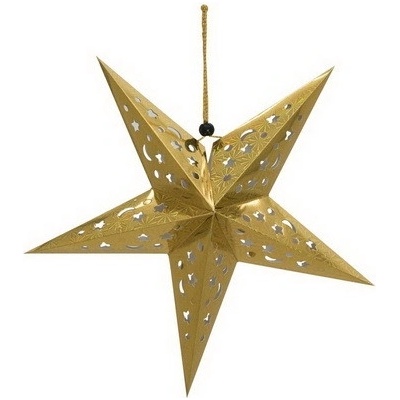 Vánoční lampion hvězda zlatá 40cm