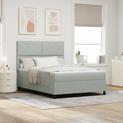 zahrada-XL 3339896 Postel s boxspringem s matrací Světle šedá samet