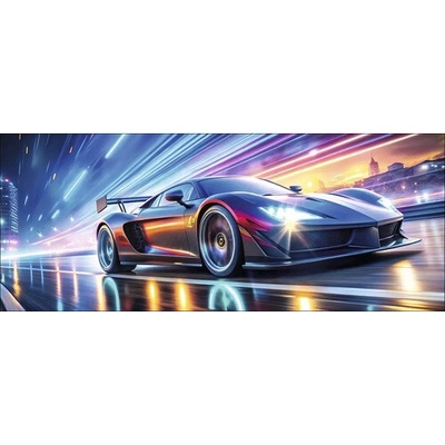 Skleněný obraz Neon Car III 50x125cm