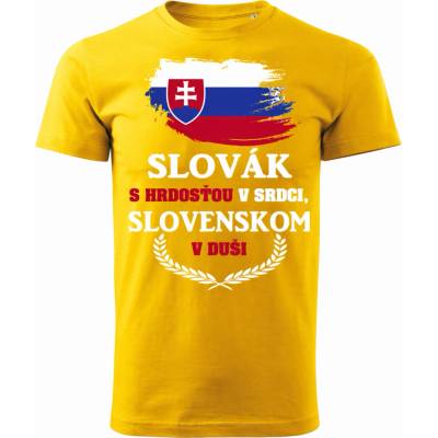Maverprint tričko Slovák s hrdosťou v srdci Slovensko v duši žltá