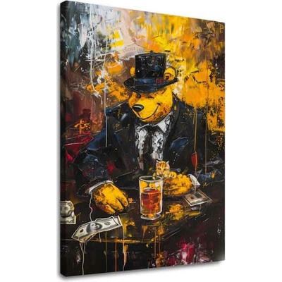 Obraz Mafia Boss Bear | dokončené rukou umelca - 100x150 cm