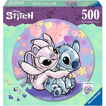 Ravensburger Пъзел Ravensburger от 500 части - Лило и Стич, кръгъл (RAVE17581)