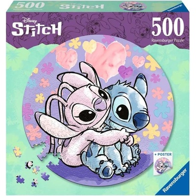 Ravensburger Пъзел Ravensburger от 500 части - Лило и Стич, кръгъл (RAVE17581)