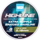 Nash Splietaná šnúra Highline Extra Supple Braid Green 600 m 0,18 mm 11,3 kg