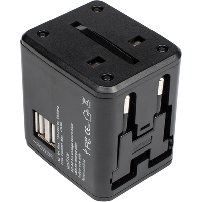 DIVA Универсален пътен адаптер Diva, 2 x USB, Черен (2166)