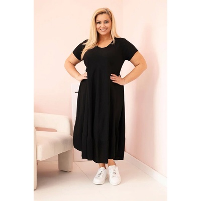 Fashionweek dámske šaty s krátkym rukávom a volánom K21682 čierna