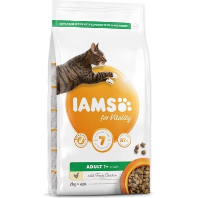 IAMS for Vitality Adult Cat Food Hairball Reduction with Fresh Chicken 2 kg