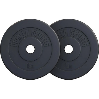 Gorilla Sports poplastované cementové kotúče 2 x 15 kg 51 mm