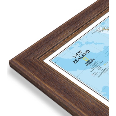 National Geographic Nový Zéland - nástěnná mapa Classic 60 x 77 cm Varianta: mapa v dřevěném rámu, Provedení: Volta ořech