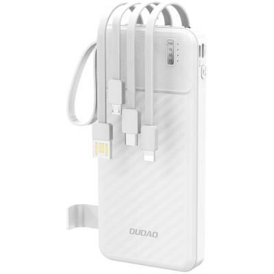 Dudao K11 10000mAh Power Bank с вградени кабели - бял (DDA501)