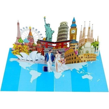 Kiriori Поздравителна картичка Kiriori Pop-up - Сватбено пътешествие (12258)