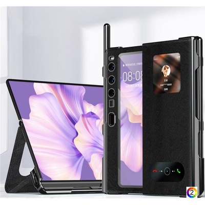 Huawei Mate Xs 2 Anti-Scratch Electroplating Cover /Tempered Glass Film and Stylus Pen Magnetic Wallet Кожен Калъф и Протектор