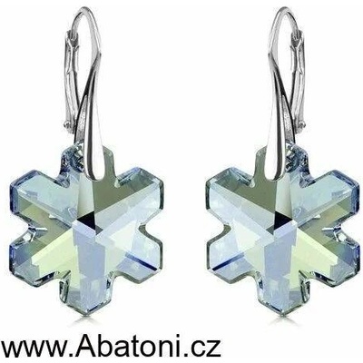 Swarovski Elements Snowflake krystal stříbrné náušnice visací modrá vločka sněhové vločky 11265.1 Blue Shade modrá křišťálová světlá šedo-béžová