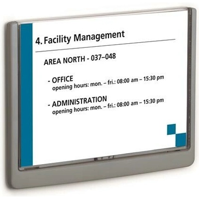 Informačná tabuľka, 148,5x210 mm, DURABLE "CLICK SIGN", sivá