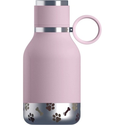Asobu Nerezová termoska na vodu s psí miskou Růžová 975 ml