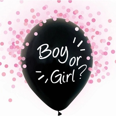 GoDan Balonky latex odhalení Boy or Girl? s růžovými konfetami 30 cm