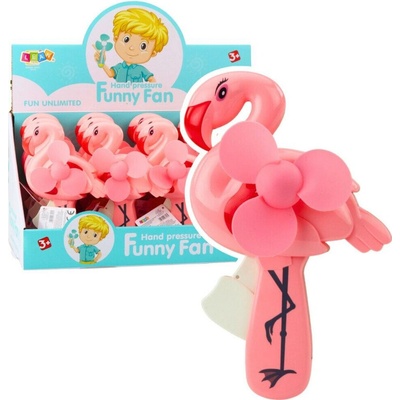 Leantoys Mechanický ručný ventilátor pre deti Flamingo Ružová