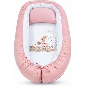 Bambino Casa Бебешко гнездо 3 в 1 Bambino Casa - Rose Rabbit on Bicycle, розово (3985)