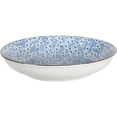 Clayre & Eef Hlboký tanier s modrými kvietkami BlueFlowers 20 x 4 cm