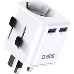 Sbs универсален адаптер за пътуване - EU 2xUSB-A - бял (TEADAPTEUGND)