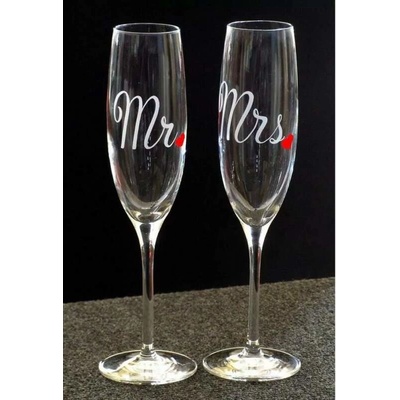 Rytiskla cz svatební sklenice dekor č 055r mr a mrs 170 ml