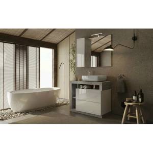 LC Mobili Комплект долен шкаф и мивка за пода бяло/сиво LC Mobili Italia Хамбург 92x79x49 см (439030CE-T92)