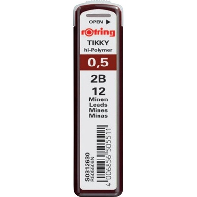 Графити Rotring Hi Polymer 2B 0.5 mm 12 броя (2B 0)
