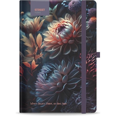 STREET Тетрадка с подложка STREET Flowers Blossom A/5 96 страници с гумена твърда корица 778080 (778080)