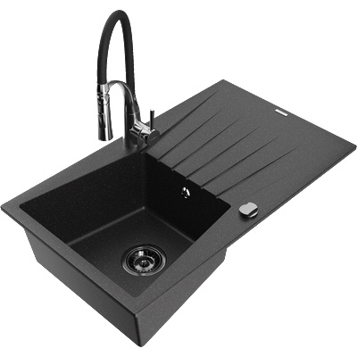 Mexen Cesar гранитна кухненска мивка с едно отделение с отцедник и (6514-73-73450-07-B)