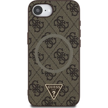 Image 1 of GUESS Гръб Guess за iPhone 16E, PU, 4G Strass, Triangle Metal Logo, Кафяв