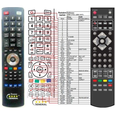 GENERAL REFLEXION LDD-2751, LDD-2471 LDD-2750 - съвместимо дистанционно управление на марката General (LDD-2751, LDD-2471 LDD-2750)