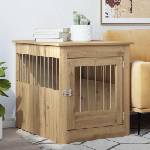 vidaXL Мебел за кучешка клетка, занаятчийски дъб, 64, 5x80x71 см, инженерно дърво (857646)