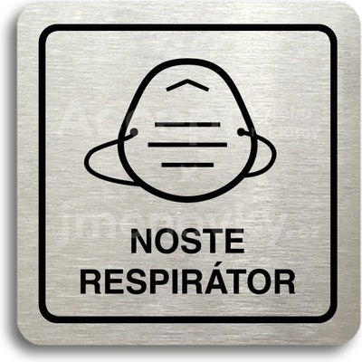 ACCEPT Piktogram noste respirátor IV - stříbrná tabulka - černý tisk