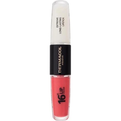 Dermacol 16H Lip Colour Extreme Long-Lasting Lipstick дълготрайно червило и блясък за устни 2в1 8 ml нюанс 26