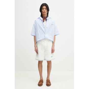 Fiorucci Памучна риза Fiorucci Striped Logo Bowling мъжка в синьо със свободна кройка с класическа яка M02SPTSS295CO01BL02 (M02SPTSS295CO01BL02)