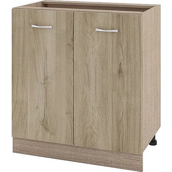 ИРИМ Долен шкаф за вграждане на мивка с две врати и рафт Сити МДА-23 мока / дъб сонома арвен 80 см