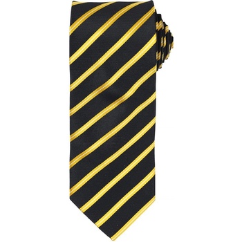 Premier Workwear Pruhovaná kravata Sports Stripe černá / zlatá