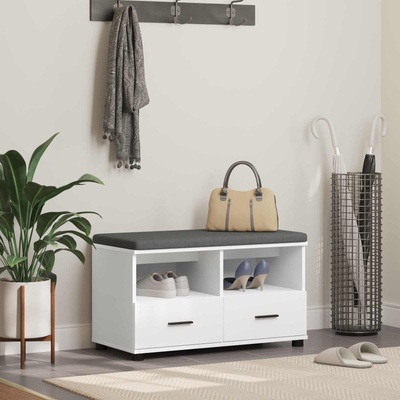 vidaXL Пейка за коридор Бял 80 x 38 x 46 см Композитно дърво и текстил (891456)