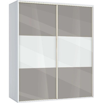 Bogdan Furniture G Гардероб с плъзгащи врати Memo. bg, модел BM-Ava 4, бял гланц и сиво
