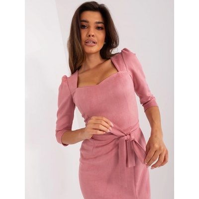 Vypasované mini šaty s pásikom LK-SK-509131.11 pink