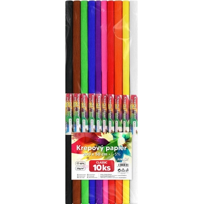 Krepový papier JUNIOR - sada CLASSIC 10 ks, 50x200 cm