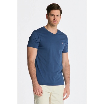 Gant tričko Original Slim V-Neck modré
